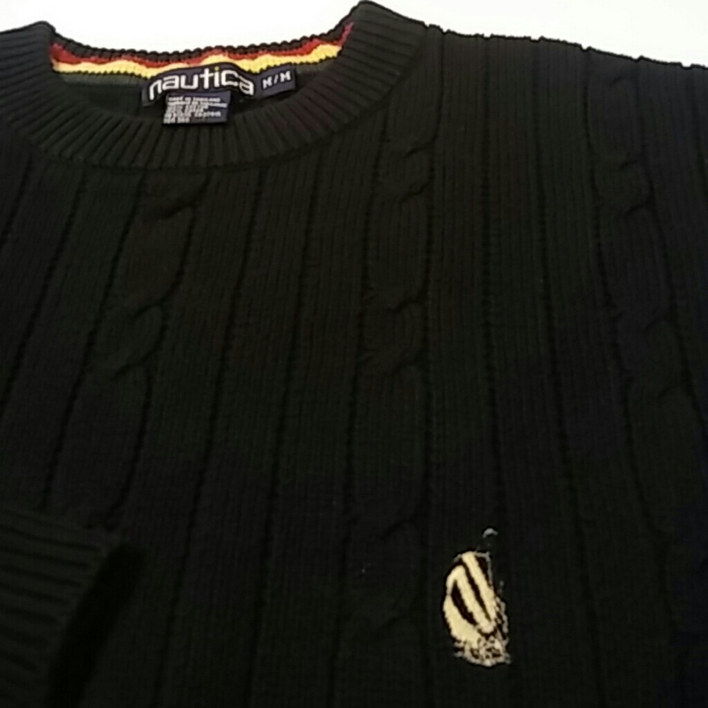 Nautica Crewneck Sweater Mens Size Medium Black